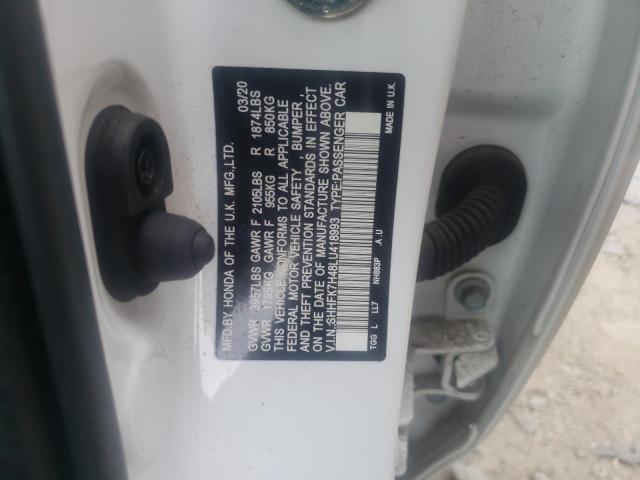 SHHFK7H48LU418993 - 2020 HONDA CIVIC SPORT 白色 照片 12