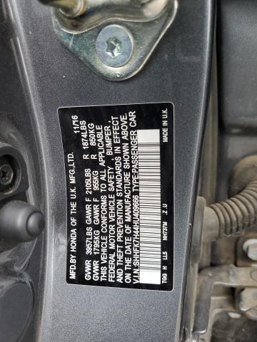 SHHFK7H44HU409666 - 2017 HONDA CIVIC SPORT 石墨色 照片 12