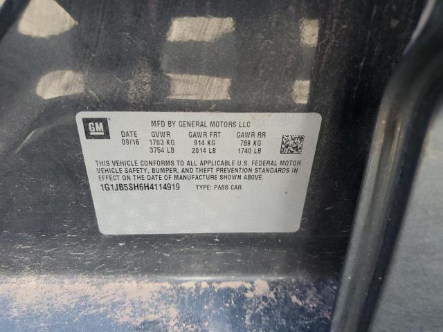 1G1JB5SH6H4114919 - 2017 CHEVROLET SONIC LS 灰色 照片 12