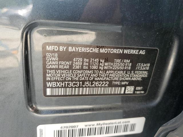 WBXHT3C31J5L26222 - 2018 BMW X1 XDRIVE28I GRAY photo 14