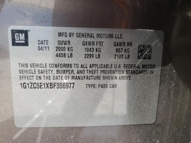 1G1ZC5E1XBF356977 - 2011 CHEVROLET MALIBU 1LT CHARCOAL photo 12