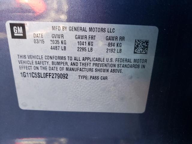 1G11C5SL0FF279092 - 2015 CHEVROLET MALIBU 1LT BLUE photo 12