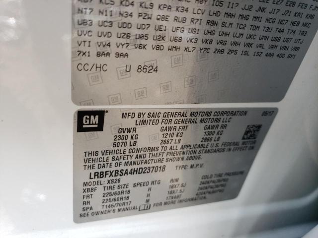 LRBFXBSA4HD237018 - 2017 BUICK ENVISION ESSENCE أبيض صورة 12