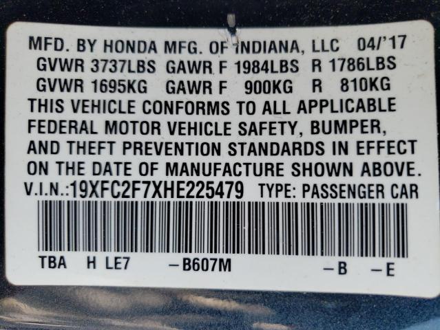 19XFC2F7XHE225479 - 2017 HONDA CIVIC EX GRAY photo 13