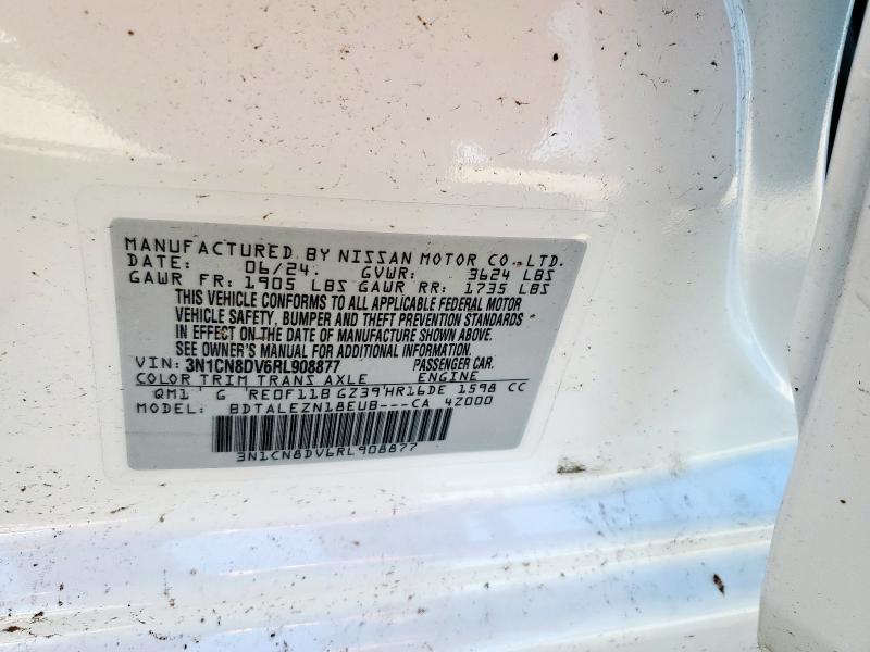 3N1CN8DV6RL908877 - 2024 NISSAN VERSA S WHITE photo 12