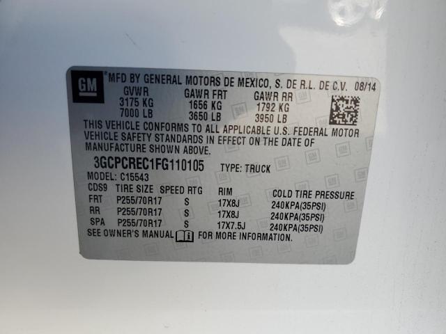 3GCPCREC1FG110105 - 2015 CHEVROLET SILVERADO C1500 LT თეთრი ფოტო 12