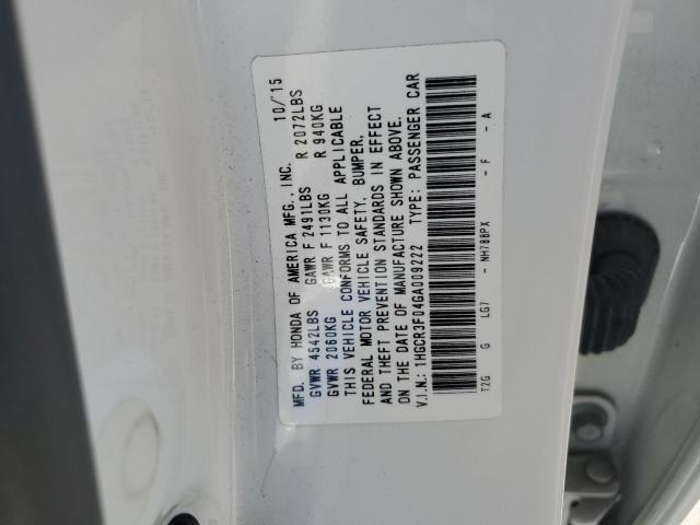 1HGCR3F04GA009222 - 2016 HONDA ACCORD EXL WHITE photo 13