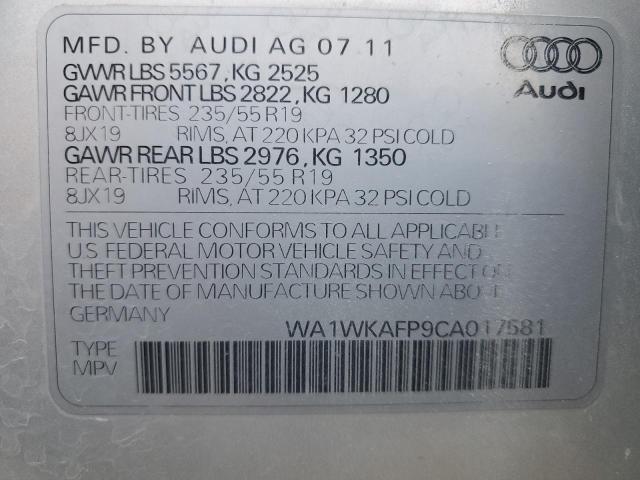 WA1WKAFP9CA017581 - 2012 AUDI Q5 PRESTIGE SILVER photo 13