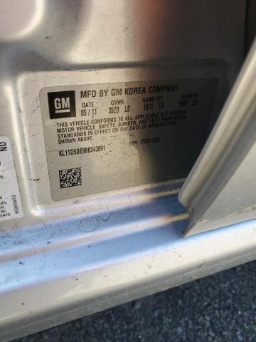 KL1TD5DE9BB243891 - 2011 CHEVROLET AVEO LS 银色 照片 12