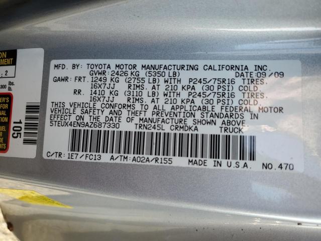 5TEUX4EN9AZ687330 - 2010 TOYOTA TACOMA ACCESS CAB 银色 照片 12