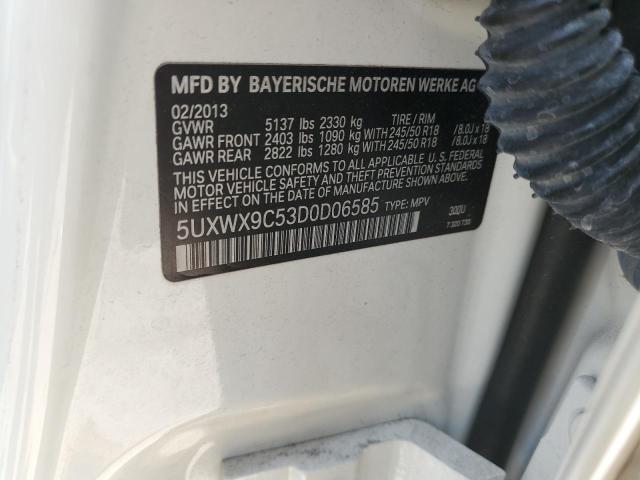 5UXWX9C53D0D06585 - 2013 BMW X3 XDRIVE28I WHITE photo 13