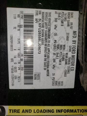 5LMFU28588LJ05673 - 2008 LINCOLN NAVIGATOR შავი ფოტო 13