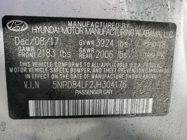 5NPD84LF2JH304176 - 2018 HYUNDAI ELANTRA SEL SILVER photo 12