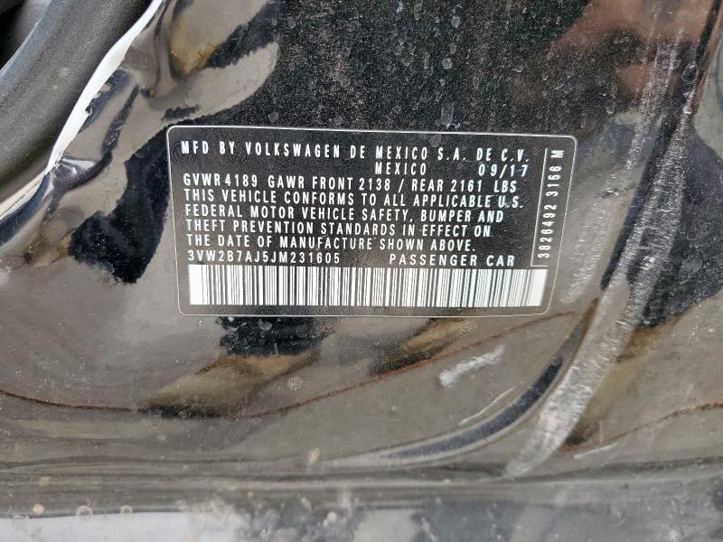 3VW2B7AJ5JM231605 - 2018 VOLKSWAGEN JETTA S BLACK photo 12