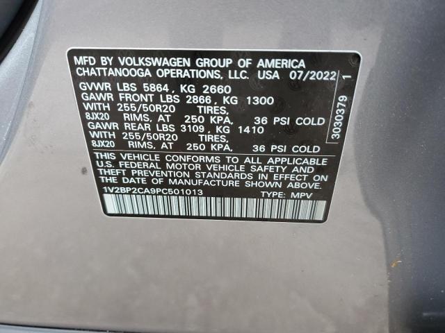 1V2BP2CA9PC501013 - 2023 VOLKSWAGEN ATLAS SEL SILVER photo 12