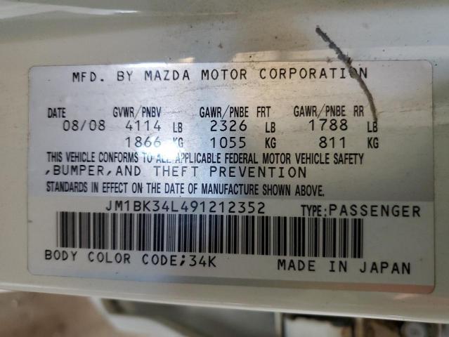 JM1BK34L491212352 - 2009 MAZDA SPEED 3 WHITE photo 12