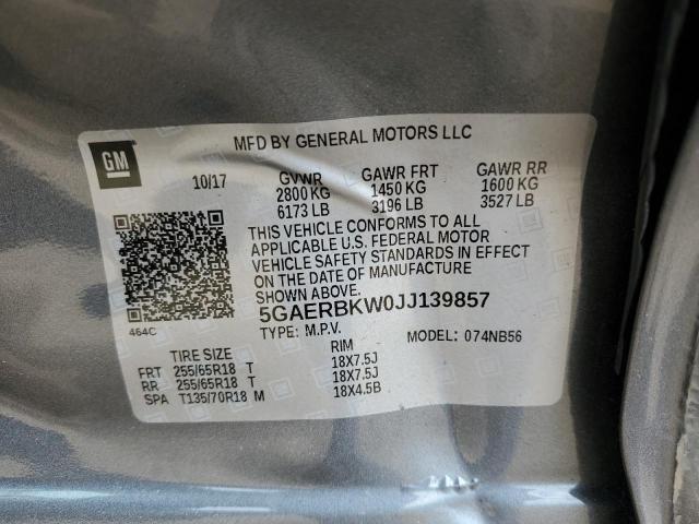 5GAERBKW0JJ139857 - 2018 BUICK ENCLAVE ESSENCE ნაცრისფერი ფოტო 13