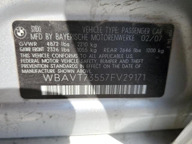 WBAVT73557FV29171 - 2007 BMW 328 XIT SILVER photo 12