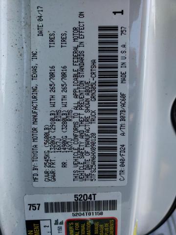 5TFSZ5AN6HX090120 - 2017 TOYOTA TACOMA ACCESS CAB თეთრი ფოტო 12