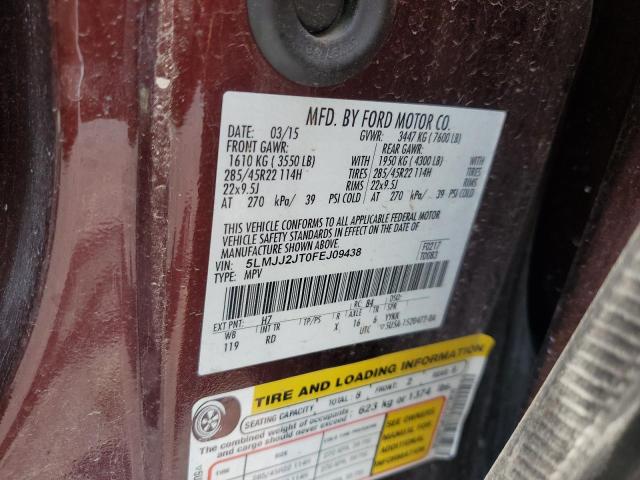 5LMJJ2JT0FEJ09438 - 2015 LINCOLN NAVIGATOR 勃艮第红 照片 12