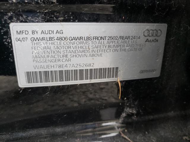 WAUEH78E47A252682 - 2007 AUDI A4 S-LINE 3.2 QUATTRO BLACK photo 12