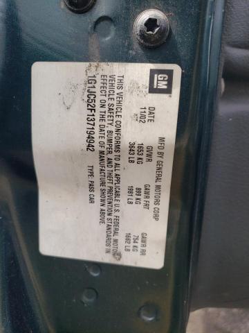 1G1JC52F137194942 - 2003 CHEVROLET CAVALIER GREEN photo 12