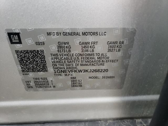 1GNEVFKW3KJ268220 - 2019 CHEVROLET TRAVERSE LS SILVER photo 13