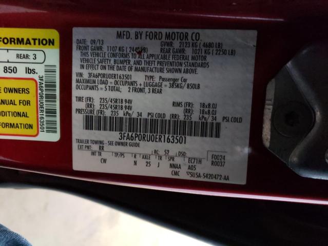 3FA6P0RU0ER163501 - 2014 FORD FUSION TITANIUM HEV RED photo 12