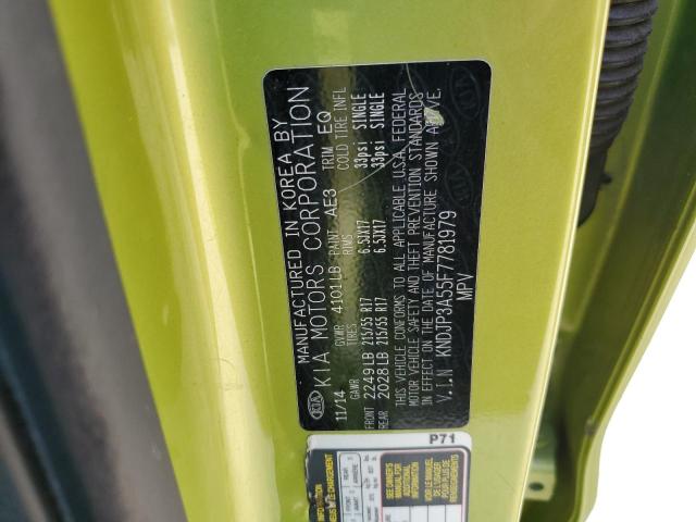 KNDJP3A55F7781979 - 2015 KIA SOUL + GREEN photo 12