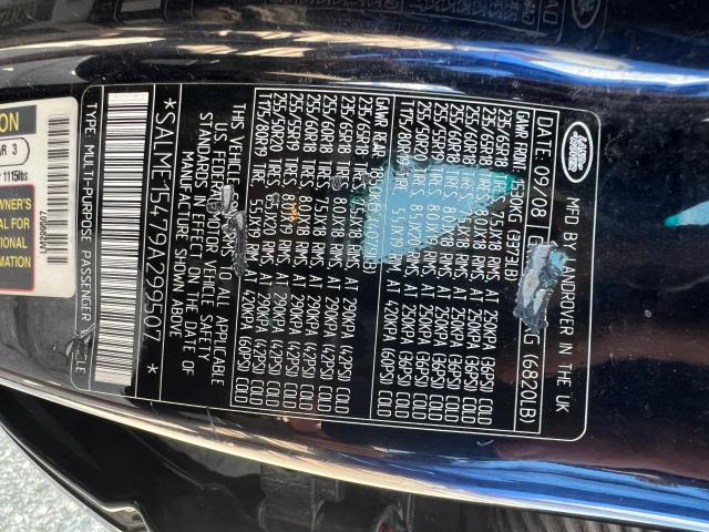 SALME15479A299507 - 2009 LAND ROVER RANGE ROVE HSE BLUE photo 10