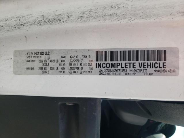 3C7WRVLG6KE513563 - 2019 DODGE PROMASTER 3500 STANDARD Սպիտակ լուսանկար 12