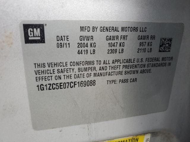 1G1ZC5E07CF169088 - 2012 CHEVROLET MALIBU 1LT 银色 照片 12