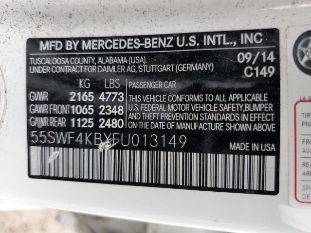 55SWF4KBXFU013149 - 2015 MERCEDES-BENZ C 300 4MATIC WHITE photo 12