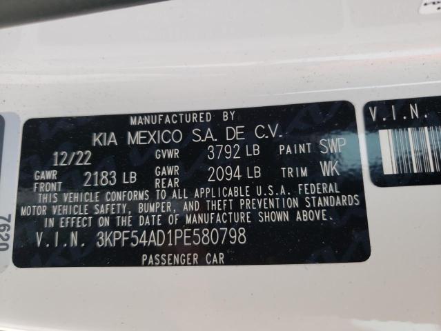 3KPF54AD1PE580798 - 2023 KIA FORTE GT LINE WHITE photo 12