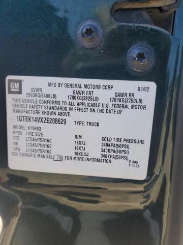 1GTEK14VX2E208629 - 2002 GMC NEW SIERRA K1500 GREEN photo 12