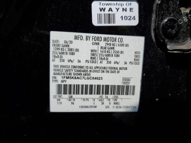 1FM5K8AC7LGC64623 - 2020 FORD EXPLORER POLICE INTERCEPTOR BLACK photo 14