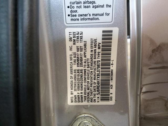 5J6RE4H7XBL079870 - 2011 HONDA CRV EXL SILVER photo 13