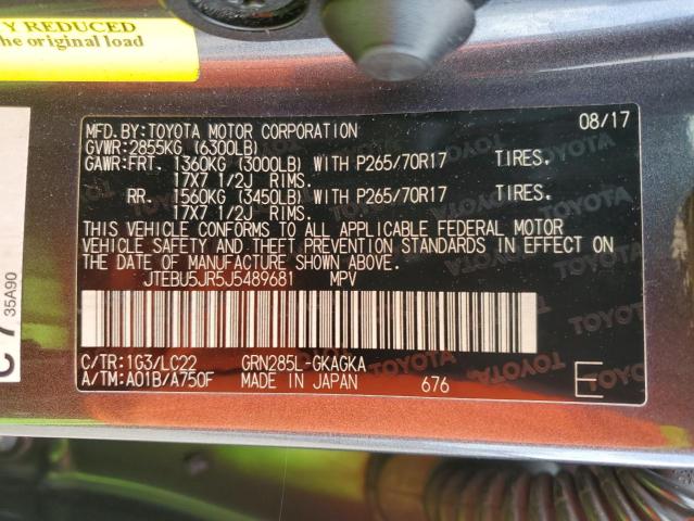 JTEBU5JR5J5489681 - 2018 TOYOTA 4RUNNER SR5/SR5 PREMIUM 灰色 照片 12