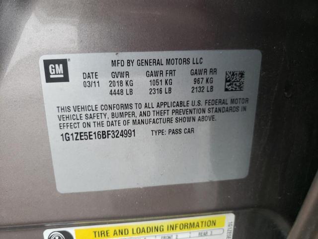 1G1ZE5E16BF324991 - 2011 CHEVROLET MALIBU LTZ თაფლისფერი ფოტო 12