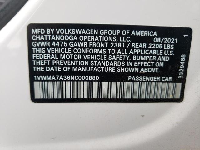 1VWMA7A36NC000880 - 2022 VOLKSWAGEN PASSAT R-LINE Ağ foto 12