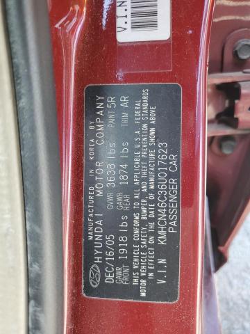 KMHCN46C36U017623 - 2006 HYUNDAI ACCENT GLS RED photo 13