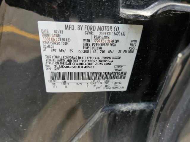 2LMDJ8JK6DBL42957 - 2013 LINCOLN MKX AWD BLACK photo 14