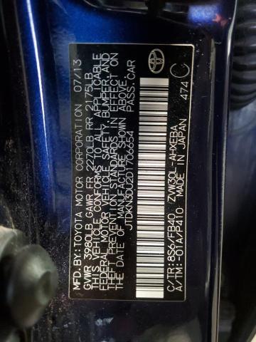 JTDKN3DU2D1706654 - 2013 TOYOTA PRIUS BLUE photo 12