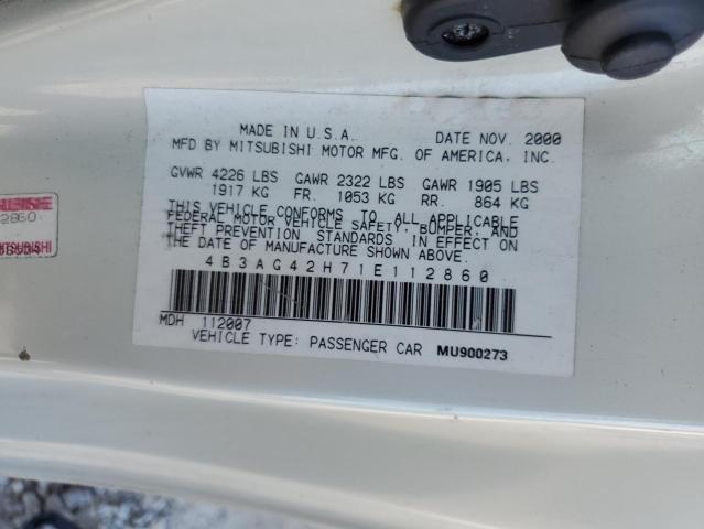 4B3AG42H71E112860 - 2001 DODGE STRATUS SE WHITE photo 12