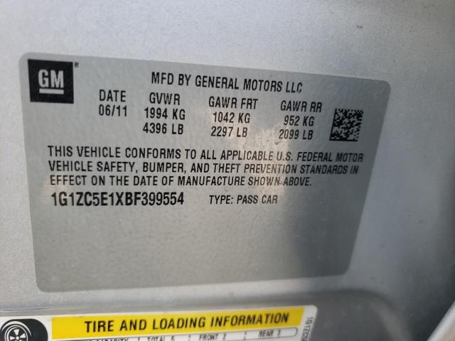 1G1ZC5E1XBF399554 - 2011 CHEVROLET MALIBU 1LT SILVER photo 12