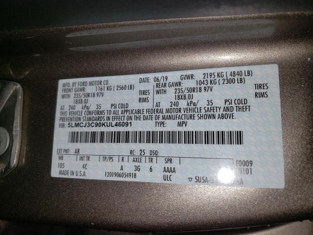 5LMCJ3C90KUL46091 - 2019 LINCOLN MKC RESERVE 金色 照片 13