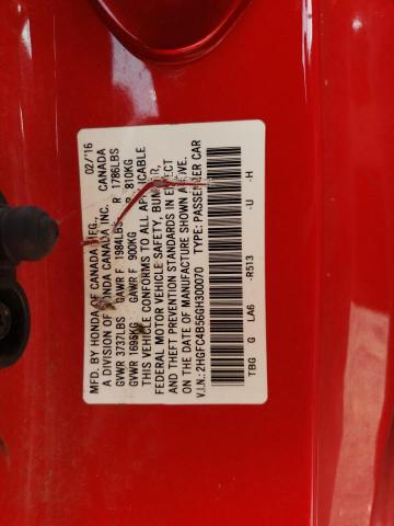 2HGFC4B56GH300070 - 2016 HONDA CIVIC LX RED photo 12