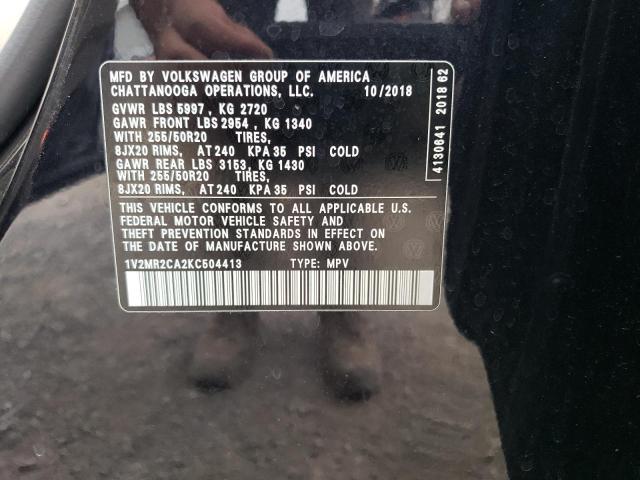 1V2MR2CA2KC504413 - 2019 VOLKSWAGEN ATLAS SEL BLACK photo 14