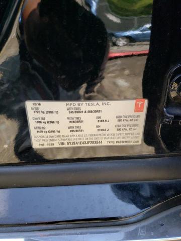 5YJSA1E43JF283844 - 2018 TESLA MODEL S Սև լուսանկար 12