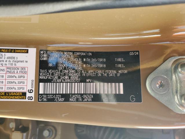 JTEABFAJXRK000707 - 2024 TOYOTA LAND CRUIS BASE YELLOW photo 13